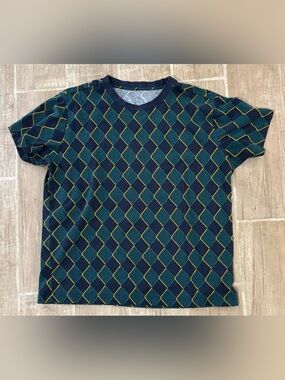 Original Use Heather Gray Diamond-Print Tee with Teal & Yellow Accents